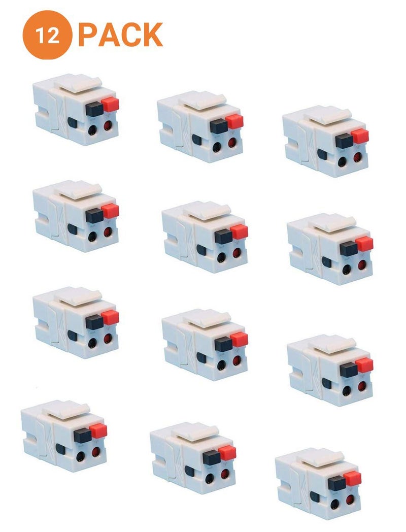 DIYTECH Speaker Keystone Jack â€“ Spring Loaded Speaker Jack for Keystone Wall Plate, Female to Female, for Home Theater Wall Plates - White (12-Pack) - Image 3